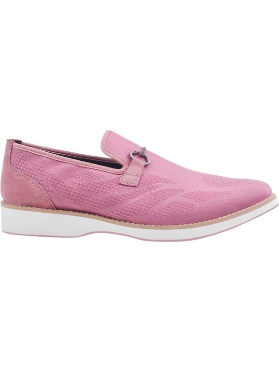 LIBERTYZENO Men\'s Pink Canvas Textile Suede Leather Loafer Tuxedo Slip On Shoes main image 4